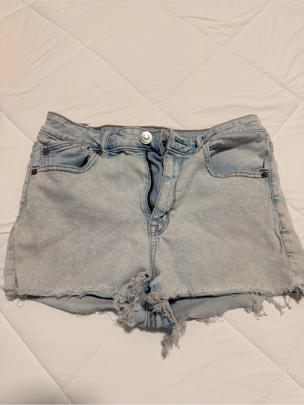 American Eagle Outfitters Light Blue Distressed Denim Shorts